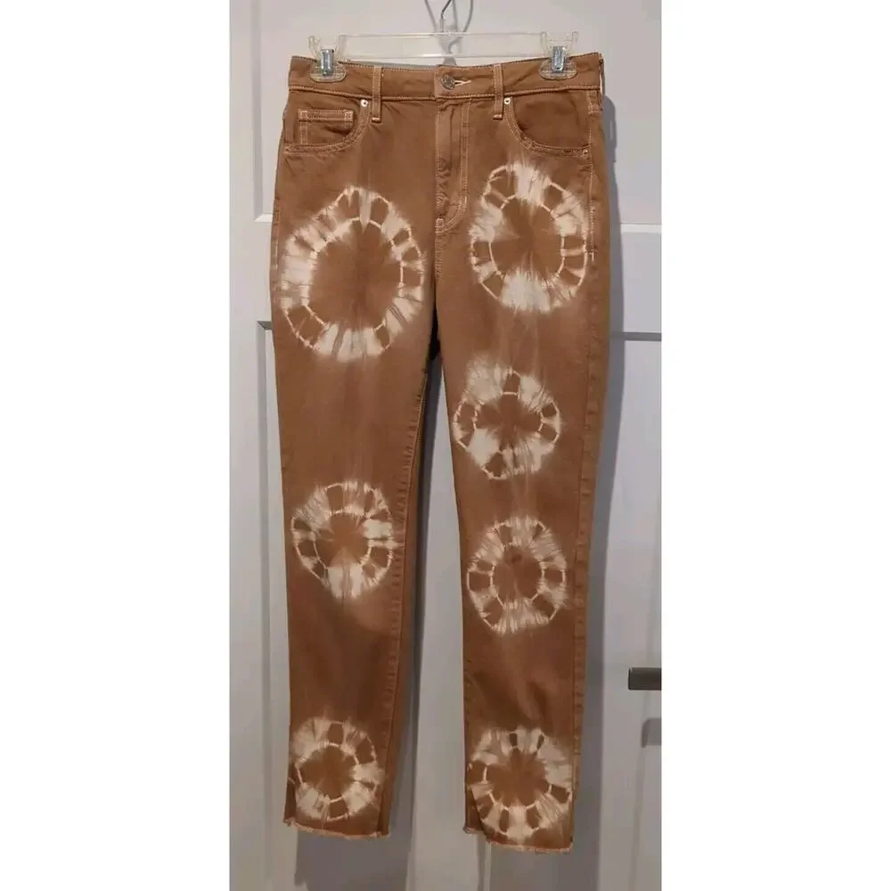 PACSUN Eco Tan Tie Dye Mom Jeans Ankle Rough Hem SZ 25
